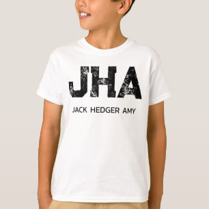 MINIMALIST BLACK THREE LETTER MONOGRAM NAME WHITE T-Shirt