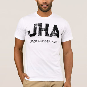 MINIMALIST BLACK THREE LETTER MONOGRAM NAME WHITE T-Shirt