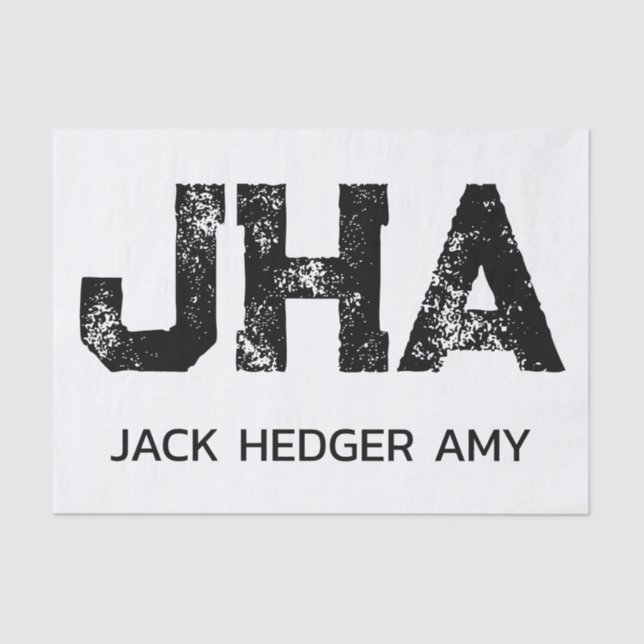 MINIMALIST BLACK THREE LETTER MONOGRAM NAME WHITE TISSUE PAPER (Front)