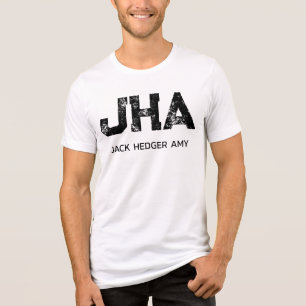 MINIMALIST BLACK THREE LETTER MONOGRAM NAME WHITE Tri-Blend SHIRT