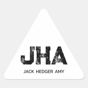 MINIMALIST BLACK THREE LETTER MONOGRAM NAME WHITE TRIANGLE STICKER