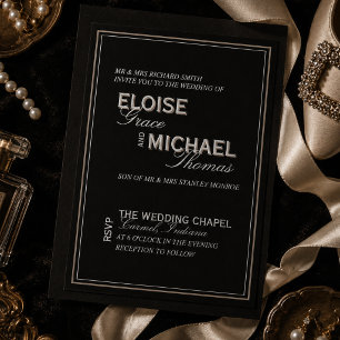 Minimalist Black Tie Formal Typography Wedding