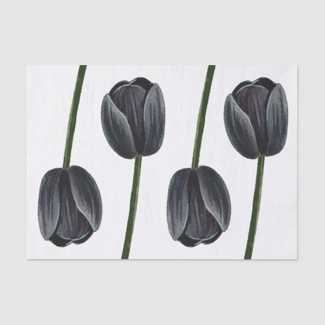 Minimalist Black Tulip Tissue Paper (Front)
