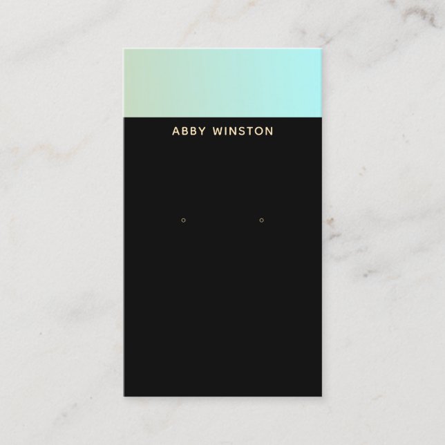 Minimalist Black Turquoise Earring Display Holder Business Card (Front)