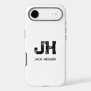 MINIMALIST BLACK TWO LETTER MONOGRAM NAME WHITE