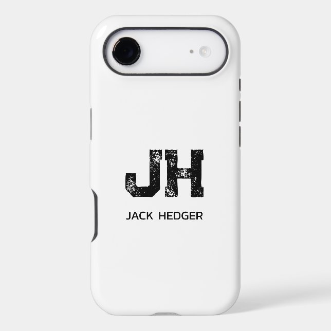 MINIMALIST BLACK TWO LETTER MONOGRAM NAME WHITE (Back)