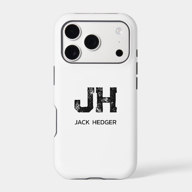 MINIMALIST BLACK TWO LETTER MONOGRAM NAME WHITE (Back)