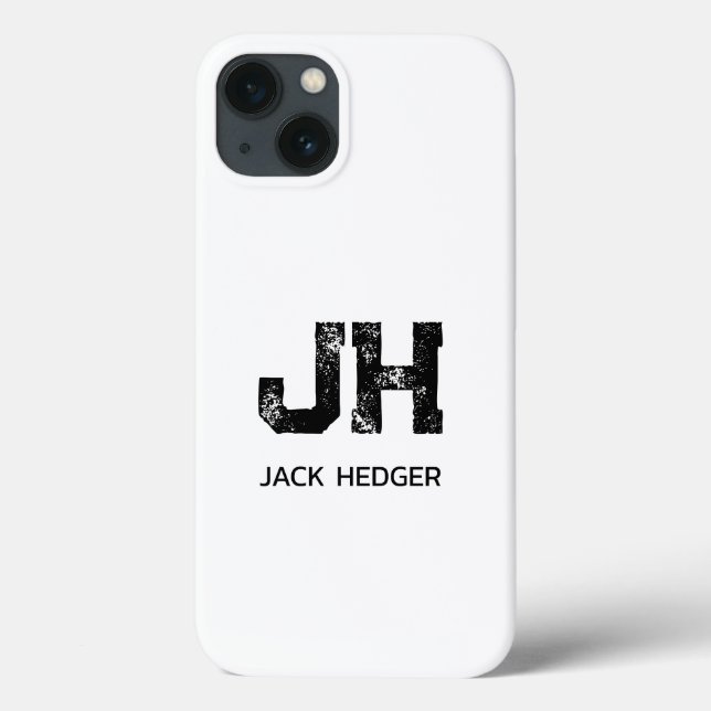 MINIMALIST BLACK TWO LETTER MONOGRAM NAME WHITE Case-Mate iPhone CASE (Back)