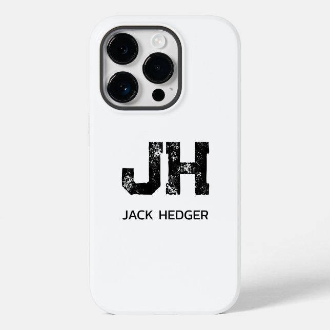 MINIMALIST BLACK TWO LETTER MONOGRAM NAME WHITE Case-Mate iPhone CASE (Back)
