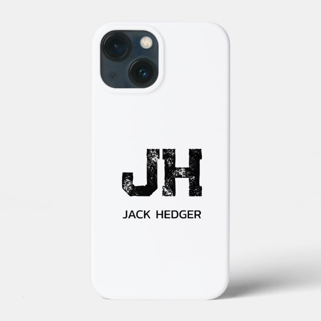 MINIMALIST BLACK TWO LETTER MONOGRAM NAME WHITE Case-Mate iPhone CASE (Back)