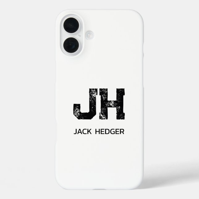 MINIMALIST BLACK TWO LETTER MONOGRAM NAME WHITE Case-Mate iPhone CASE (Back)