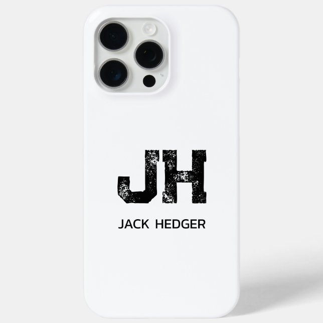 MINIMALIST BLACK TWO LETTER MONOGRAM NAME WHITE Case-Mate iPhone CASE (Back)