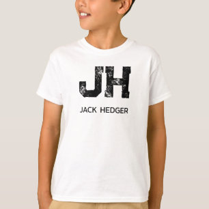 MINIMALIST BLACK TWO LETTER MONOGRAM NAME WHITE T-Shirt