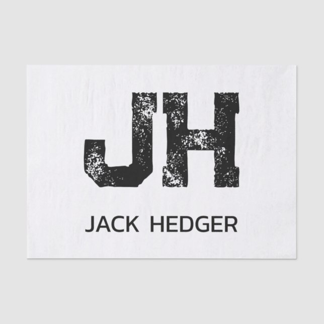 MINIMALIST BLACK TWO LETTER MONOGRAM NAME WHITE TISSUE PAPER (Front)