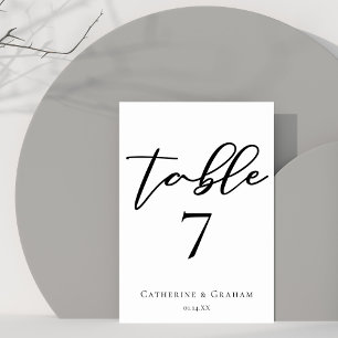 Minimalist Black Typography Chic Wedding Table Number