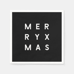 Minimalist Black Typography Merry Xmas Napkin