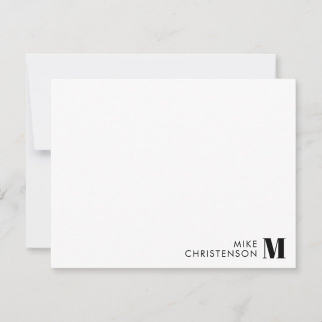 Minimalist Black Typography Monogram Name  Card (Front)