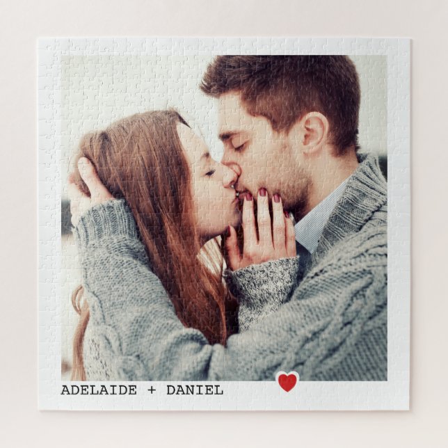 Minimalist Black Typography with Red Heart Photo Jigsaw Puzzle (Vertical)