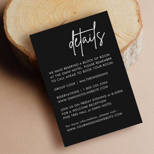 Minimalist Black Wedding Details Enclosure Card (Creator Uploaded)