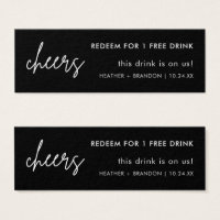 Minimalist Black Wedding Drink Ticket Cards