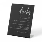 Minimalist Black Wedding Drinks Bar Menu