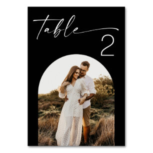 Minimalist Black Wedding Elegant Modern Photo Table Number