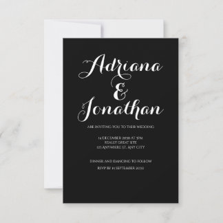 Minimalist Black Wedding Invitation