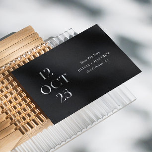 Minimalist Black Wedding   Modern Typography Photo Save The Date