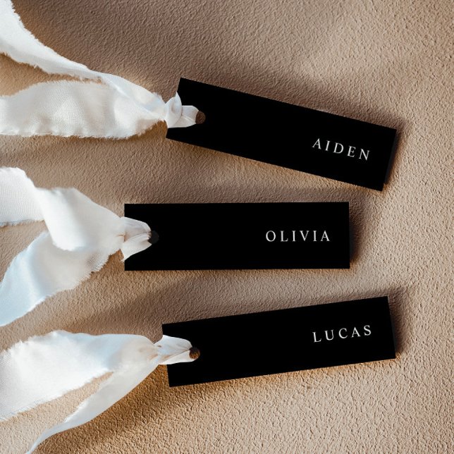 Minimalist Black Wedding Name Place Cards (Creator Uploaded)