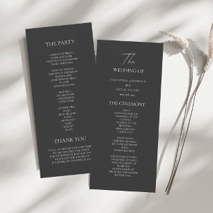 Minimalist Black Wedding Program   Modern Elegant 
