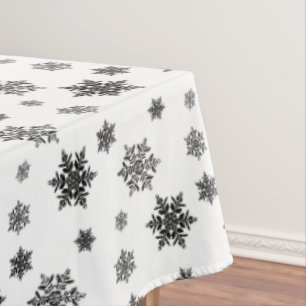 Minimalist Black Whimsical Snowflake Pattern  Tablecloth