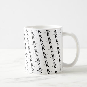 Minimalist Black & White 2-letter Monogram pattern Coffee Mug