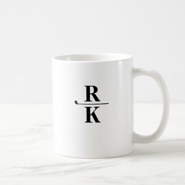 Minimalist Black & White 2-letters Monogram  Coffee Mug (Right)