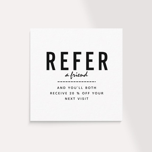 Minimalist Black White Add Logo Plain Simple Clean Referral Card (Creator Uploaded)