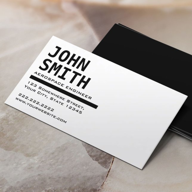 Minimalist Black & White Aerospace Engineer Business Card (Creator Uploaded)
