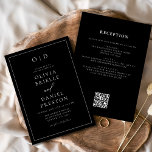 Minimalist Black White All in One QR Code Wedding Invitation<br><div class="desc">Introducing our Minimalist Modern Calligraphy Wedding Invitation, the epitome of timeless elegance and sophistication. This invitation combines the beauty of minimalist design with the artistry of modern calligraphy to create a striking and refined piece. With its clean lines and monochromatic palette, it exudes simplicity and style, making it a versatile...</div>