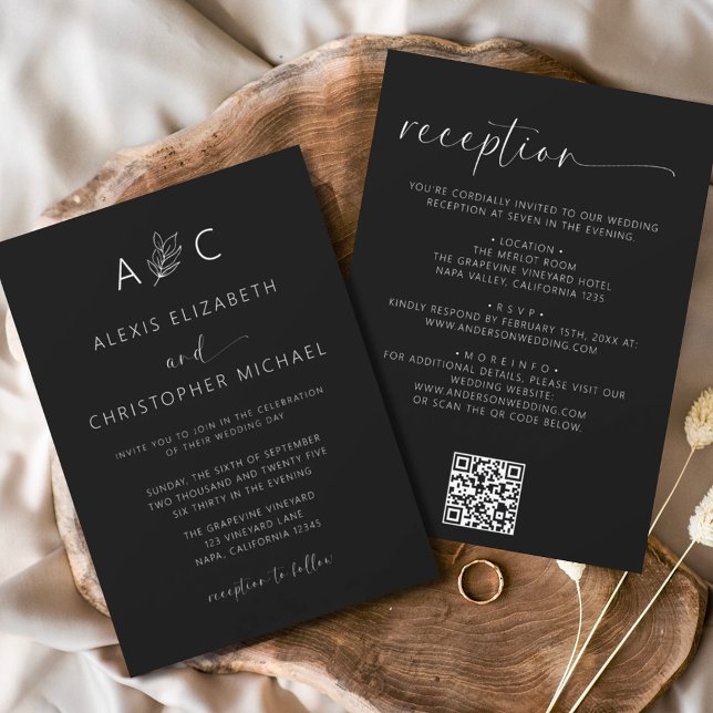 Minimalist Black White All In One Wedding QR Code Invitation (Creator Uploaded)