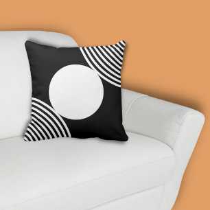 Minimalist Black & White Beads Pattern Throw Pillow