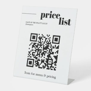 Minimalist Black White Bold QR Code Salon Pedestal Sign