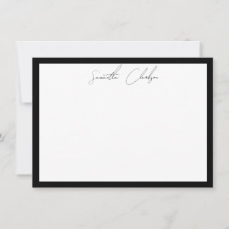 Minimalist Black & White Border Handwritten Script Card