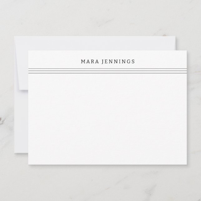 Minimalist Black White Border Personal Stationery  Card (Front)