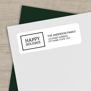 Minimalist Black White Box Happy Holidays Address