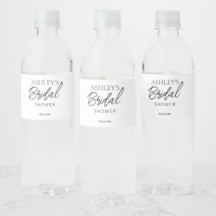 Minimalist Black & White Bridal Water Bottle Label