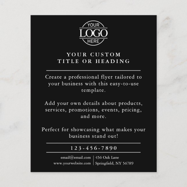 Minimalist Black & White Business Logo Promotional Flyer (Front)