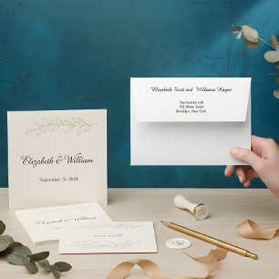 Minimalist Black White Calligraphy Script Wedding Envelope