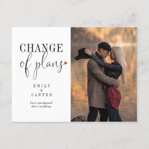 Minimalist Black White Change Of Plans Typography Invitation Postcard