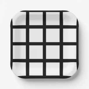 Minimalist Black White chequered pattern  Paper Plate