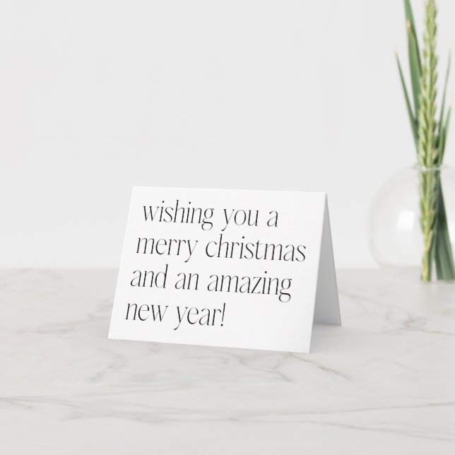 Minimalist Black White Christmas New Year Blank  Holiday Card (Front)