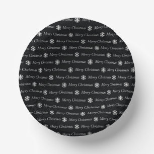 Minimalist Black White Christmas Party Paper Plate