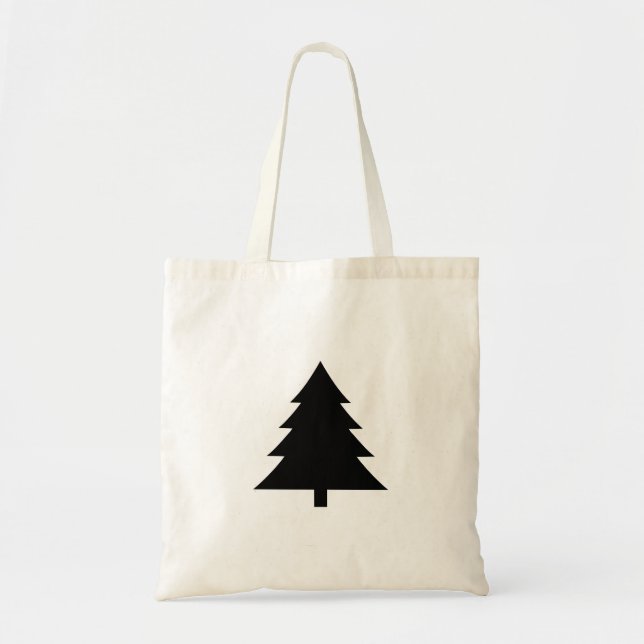 Minimalist Black & White Christmas Tree Design Tote Bag (Front)